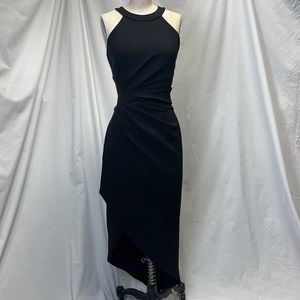 NWT Shoshanna Dress 4 Black Slim Fit Ruched Detail Halter Bodycon Showstopper!